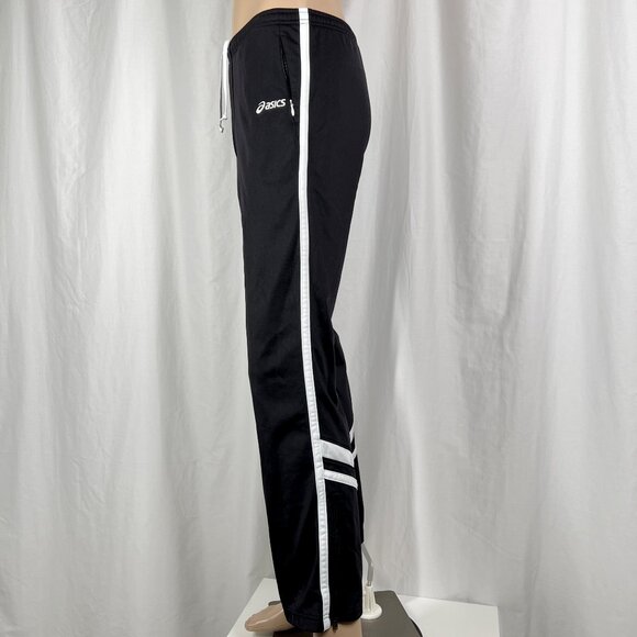 ASICS Women's Small Black White Stripe Athletic Training Warm-Up Track Pants - Picture 3 of 7